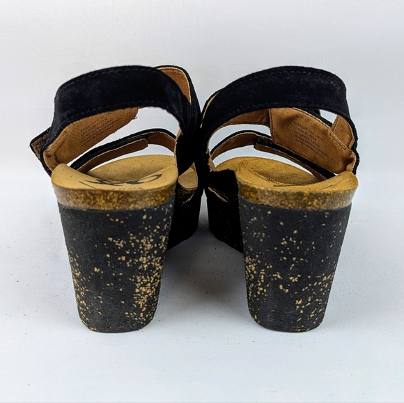 OTBT Peasant Wedge Platform Slingback Sandal Suede Leather Black 9.5M NIB - Picture 9 of 16